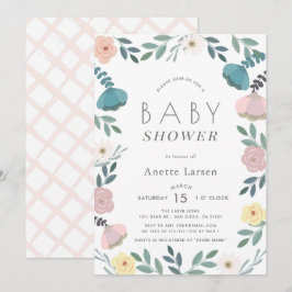Blumengarten White Girl Babydusche Einladung