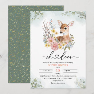 Blumengarten Woodland Aquarell Babyshow Einladung
