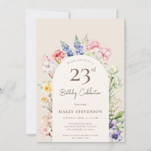 Blumengartenbogen Whimsical Beige 23. Geburtstag Einladung