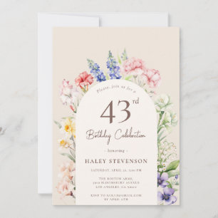 Blumengartenbogen Whimsical Beige 43. Geburtstag Einladung