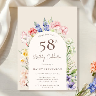Blumengartenbogen Whimsical Beige 58. Geburtstag Einladung