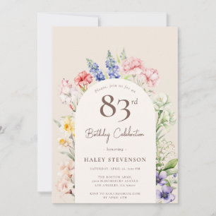 Blumengartenbogen Whimsical Beige 83. Geburtstag Einladung