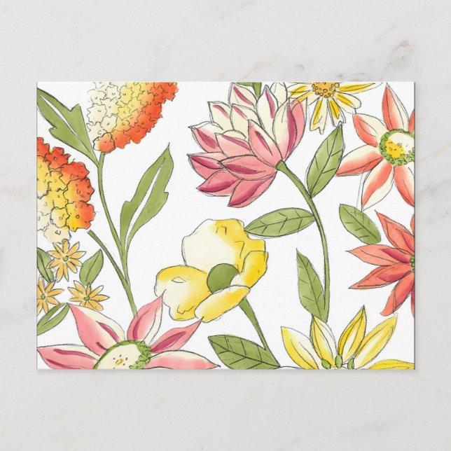 Blumengartendesign mit weißem Hintergrund Postkarte (Vorderseite)