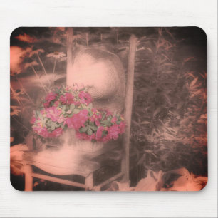 Blumengartenstuhl Vintag Schwarz-Weiß Mousepad