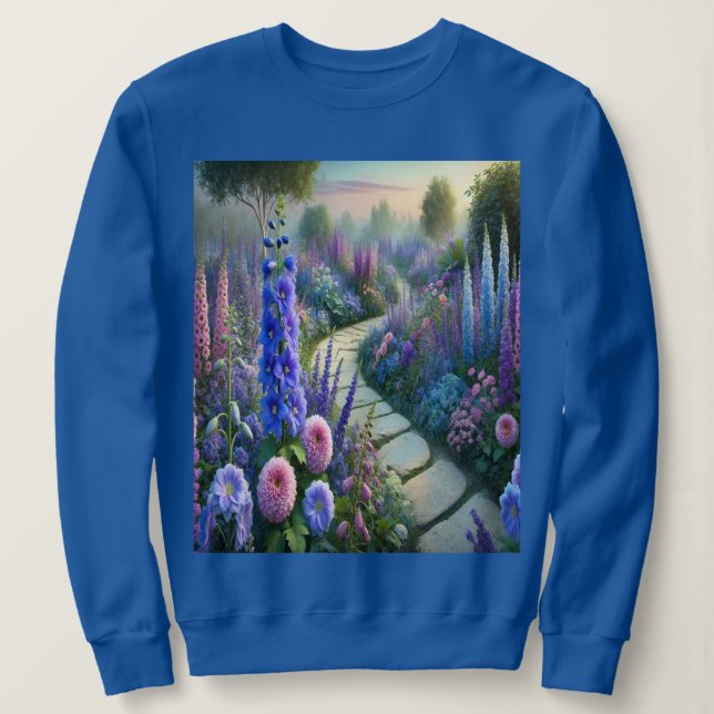 Blumengartenweg Blaues Sweatshirt (Design vorne)