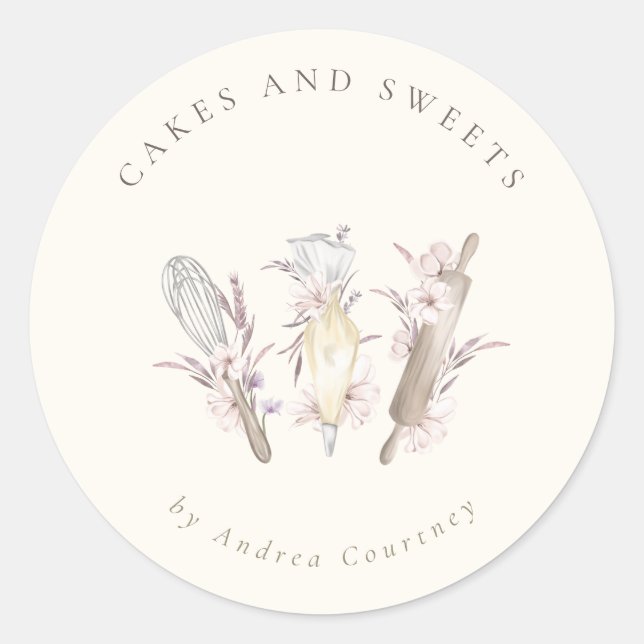 Blumengebäck Koch Backgeschirr Runder Aufkleber (Vorderseite)