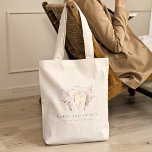 Blumengebäck Koch Backgeschirr Tragetasche<br><div class="desc">Eine elegante Tasche für Bäcker,  Konditorei,  Koch und Bäckerei,  mit skurrilen Aquarellbäckerutensilien,  die mit sanften rosa und violetten Blumen und botanischen Stoffen geschmückt sind. Perfekt als Geschenk oder Freebie für Kunden.</div>