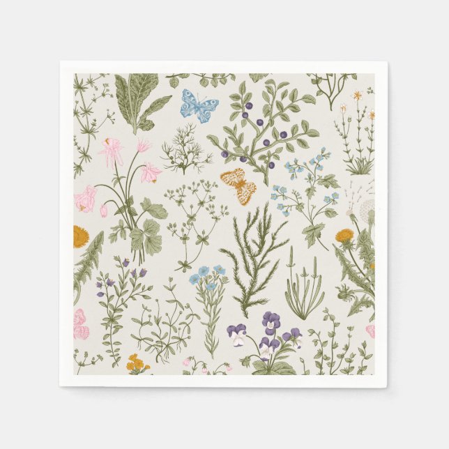 Blumengebirge im Sommer Wildblumen und Kraut Serviette (Vorderseite)