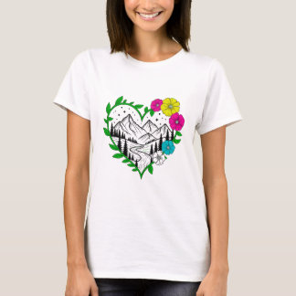 Blumengebirge Landschaftliche Natur Landschaft Kun T-Shirt