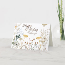 Blumengeburten Rustic Boho Whimsical Wildblumen Ge Dankeskarte
