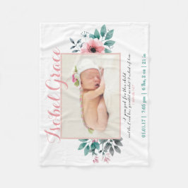 Blumengeburts-Mitteilung mit Bibel-Vers Fleecedecke