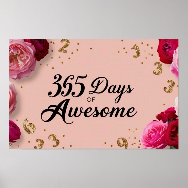Blumengeburtstag Countdown rosa Poster (Vorne)