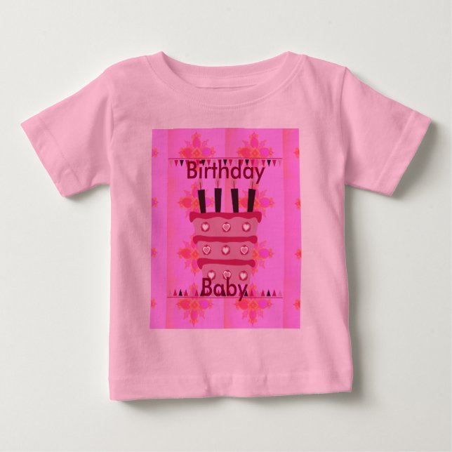 Blumengeburtstorte für Ihre/Mädchen Kunstdrucken Baby T-shirt (Vorderseite)