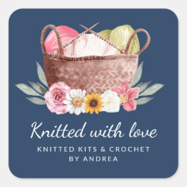 Blumengeflecht mit Liebe Handgefertigte Crochet-Kö Quadratischer Aufkleber