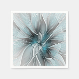 Blumengeflecht Moderne Abstrakte Blume Blau Grau Serviette