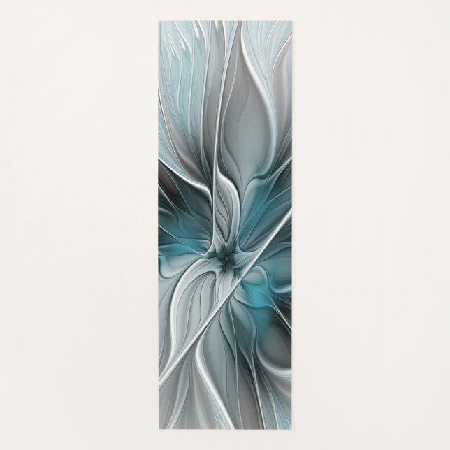 Blumengeflecht Moderne Abstrakte Blume Blau Grau Yogamatte (Vorderseite)
