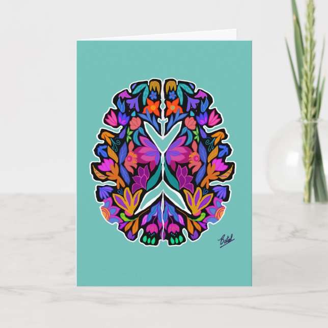 Blumengehirndesign mit Aquakulturkarte Karte (Vorderseite)