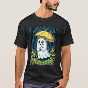 Blumengeist im Wald mit Regenschirm Halloween T-Shirt