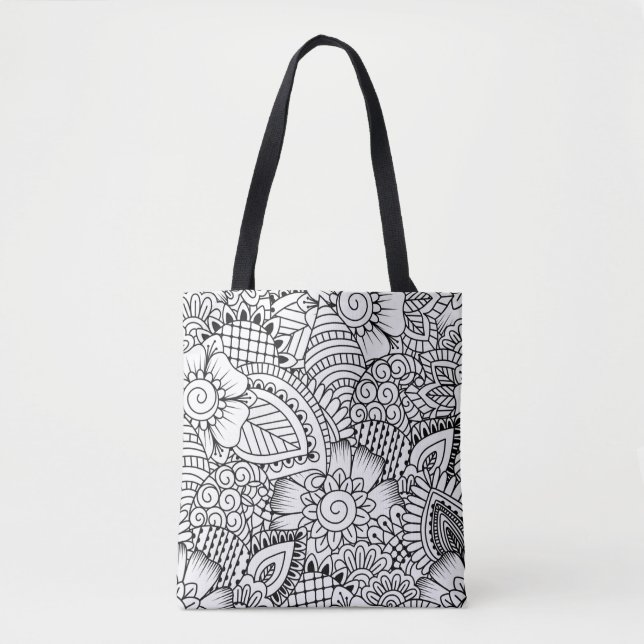 Blumengekritzel-Muster 2 Tasche (Vorderseite)