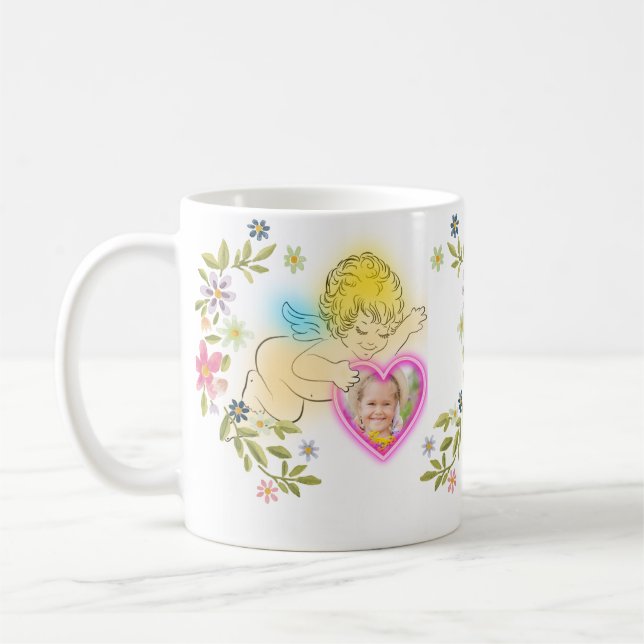 Blumengel Herz Form Foto Niedlich Kaffeetasse (Links)