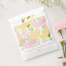 Blumengelb Rosa Wasserfarbe Geburtstagsdusche Geschenktütchen