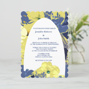 Blumengelbe, blaue Künstlerische Arch-Hochzeit Einladung