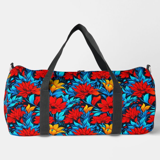 Blumengelbe Blumen Muster-13075 Duffle Bag (Vorderseite)