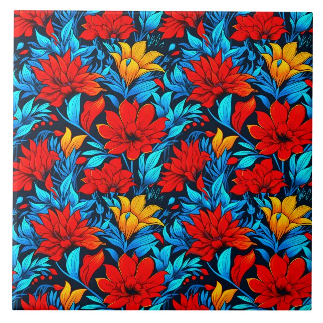 Blumengelbe Blumen Muster-13075 Fliese (Vorderseite)