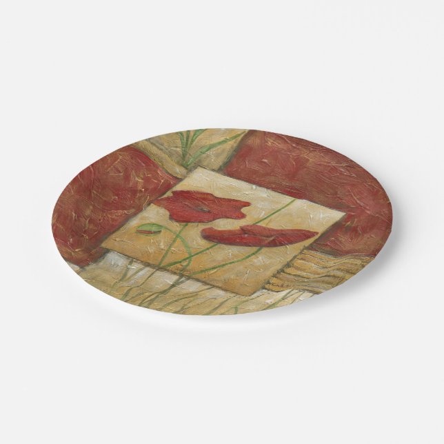 Blumengemälde mit sichtbarem Pinselstrich Pappteller (Schrägansicht)