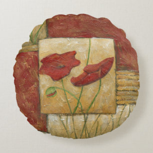 Blumengemälde mit sichtbarem Pinselstrich Rundes Kissen