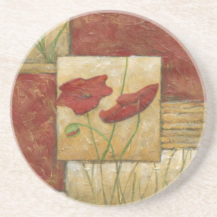 Blumengemälde mit sichtbarem Pinselstrich Sandstein Untersetzer