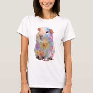 Blumengemaltes Meerschweinchen-Porträt Frauen T-Shirt