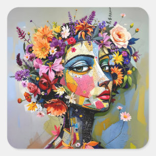 "Blumengeometrie" - Ein botanisches Portrait Quadratischer Aufkleber