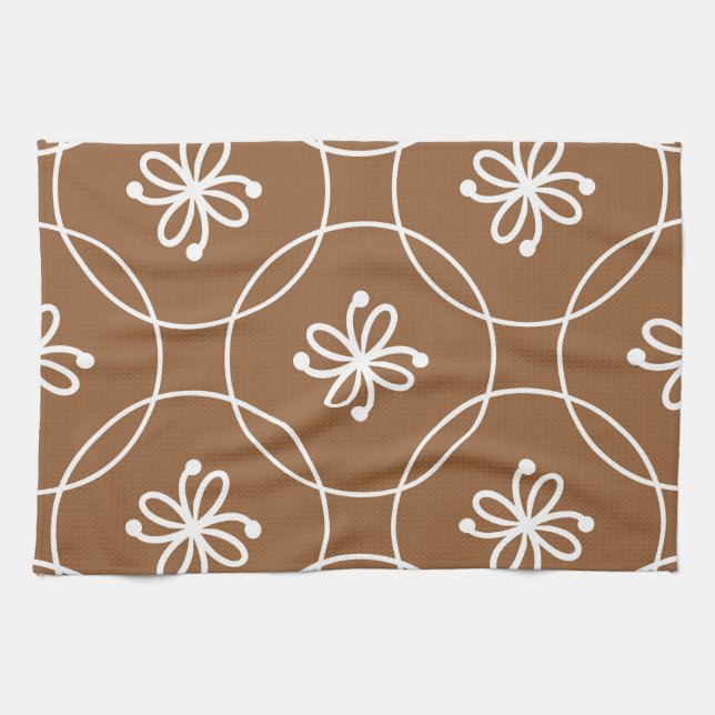 Blumengeometrie: Vintages Kunstmuster. Geschirrtuch (Horizontal)