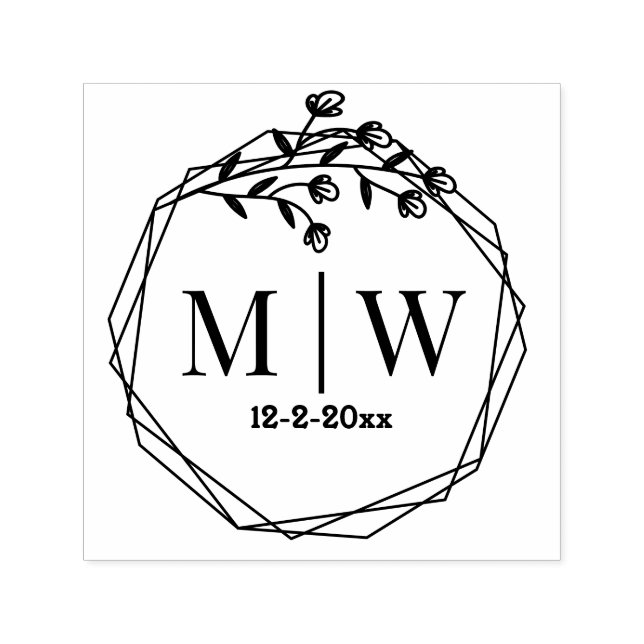 Blumengeometrie von Couple Wedding 2 Anfangsdatum Permastempel (Design)