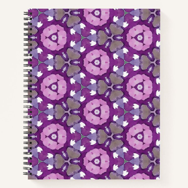 Blumengeometrisches Notebook - Lila und rosa Notizbuch (Vorderseite)
