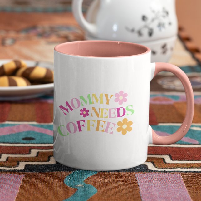 Blumengeschenk für Junge Mütter Mami braucht Kaffe Zweifarbige Tasse (Von Creator hochgeladen)