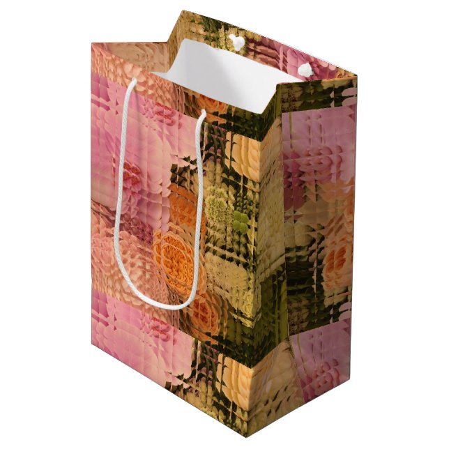 Blumengeschenktasche, Hochzeitsgeschenk-Tasche, Du Mittlere Geschenktüte (Vorderseite Schrägansicht)