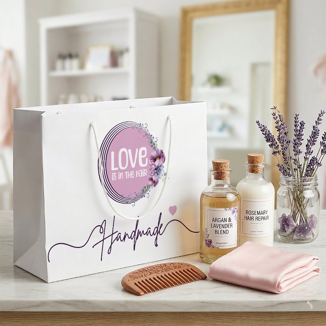 Blumengeschmeide-Marke Boutique Große Geschenktüte (lavender theme Floral Hair Accessory Brand Boutique Large Gift Bag for small business)