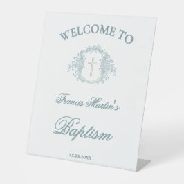blumengeschmücktes Wappen | Taufe Sockelschild