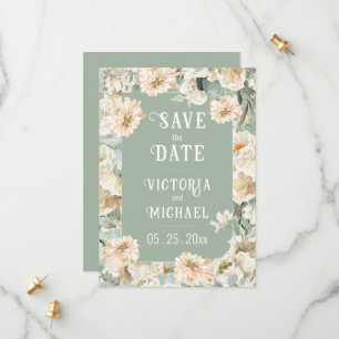 Blumengeschoss Grün Elegante Hochzeit Save The Date