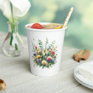 Blumengestaltete Champagner-Party-Papierbecher Pappbecher