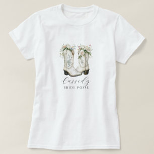 Blumengestaltete Cowgirl-Stiefel Braut Posse Indiv T-Shirt
