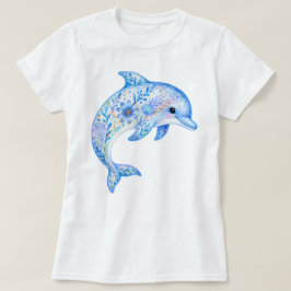 Blumengestaltete Keramik Kunst Delfin T-Shirt