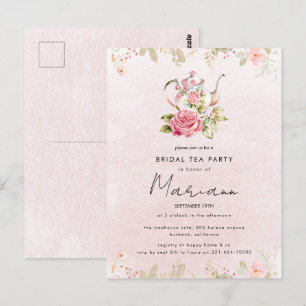 Blumengestaltete Teekanne Brautdusche-Teeparty-Ein Postkarte