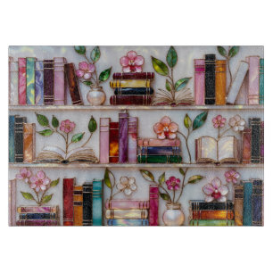 Blumengestaltetes Bücherregal Glas Schneidbrett Kü Schneidebrett