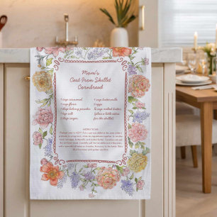 Blumengestaltetes Rezept-Küchentuch für die Famili Geschirrtuch