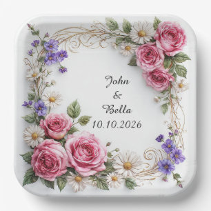 Blumengesteckter Kranz Pappteller