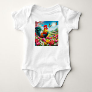 Blumengestelle/Federhirsche/Hühnerbilder Baby Strampler
