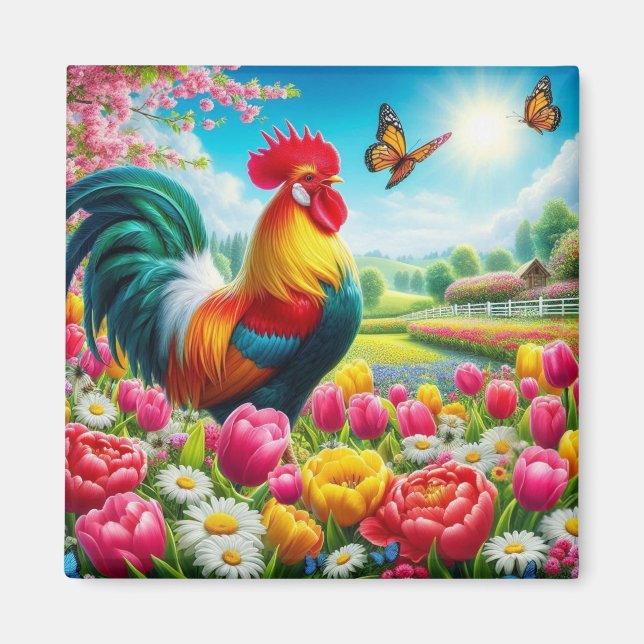 Blumengestelle/Federhirsche/Hühnerbilder Magnet (Vorne)